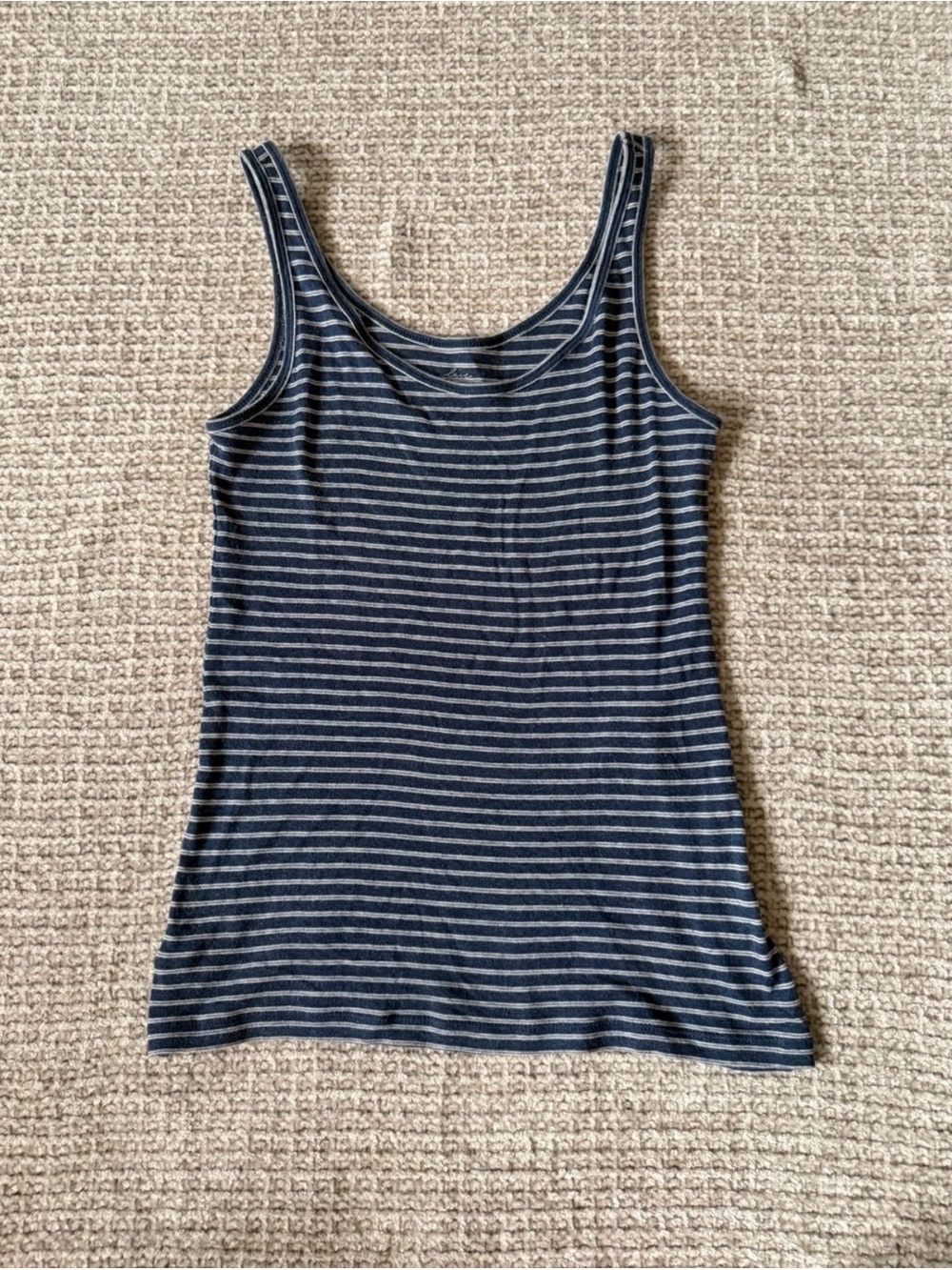 Loft Navy and White Striped Tank Top